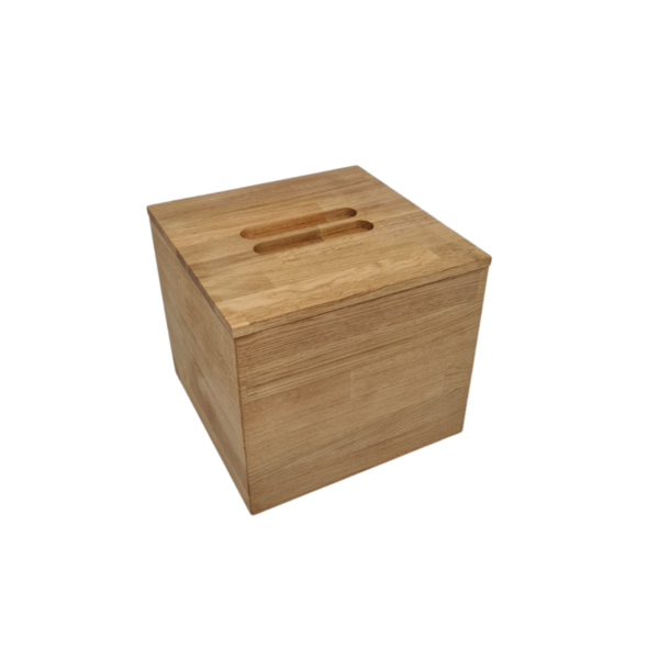 Holzbox mit Deckel, Griffmulde, in Eiche, farblosen Öl, Kiste für Schmuck, Schmuckkästchen, Schatull